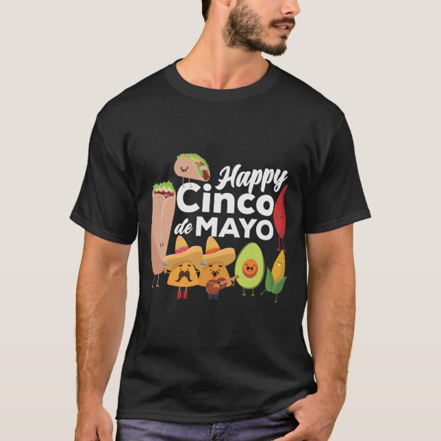 2. mexikanische Nahrungglückliches cinco De Mayo T-Shirt (Vorderseite)