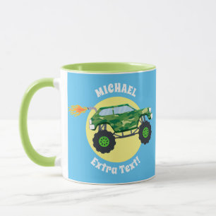 2 Monster Trucks, Name und Meldung Tasse