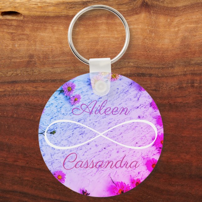 2 Namen Einfache Unendlichkeitssymbol Freunde Blum Schlüsselanhänger (Vorderseite)