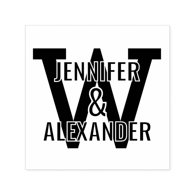 2 Namen über einfachen, fetten Single, erste Monog Permastempel (Design)