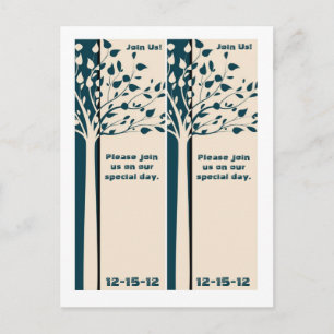 2 Navy/Creme Tree Lesezeichen Save the Date Ankündigungspostkarte