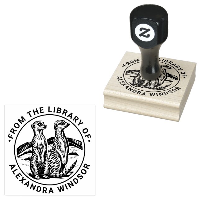 2 Niedliche Meerkats Stehend #1 Bibliotheksname Gummistempel (Stempel)