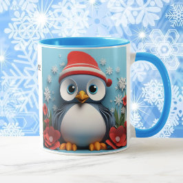 2 Niedliche Pinguine geben Weihnachtsgeschenk hinz Tasse