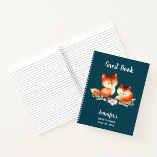 2 Niedliche Red Foxes Watercolor Image Guest Book Notizbuch
