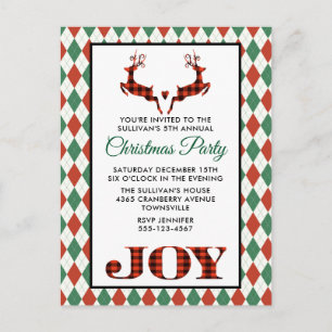 2 Noëls Deer Jumping Rustic Party Invitation