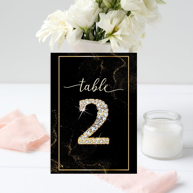 2 Numéros de Table Imprimables Diamant Élégants (Créateur téléchargé)