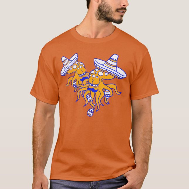 2 Octopus meican culture hat music band team fun g T-Shirt (Vorderseite)
