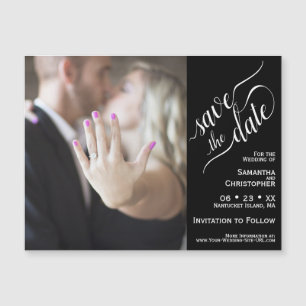2 Pane Foto Wedding Save the Date Black Magnet