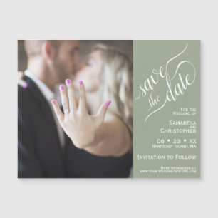 2 Pane Foto Wedding Save the Date Sage Magnet