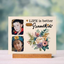 2 petits-enfants photo floral orange