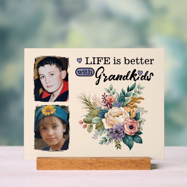 2 petits-enfants photo floral violet (Neutre)