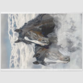 2 Pferde in der Wolkendecke Seidenpapier