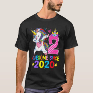 2 Phantastisch seit 2020 Dabbing Unicorn 2. Geburt T-Shirt