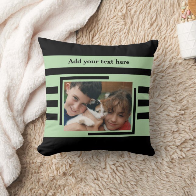 2 photo add text black green kissen (Decke)