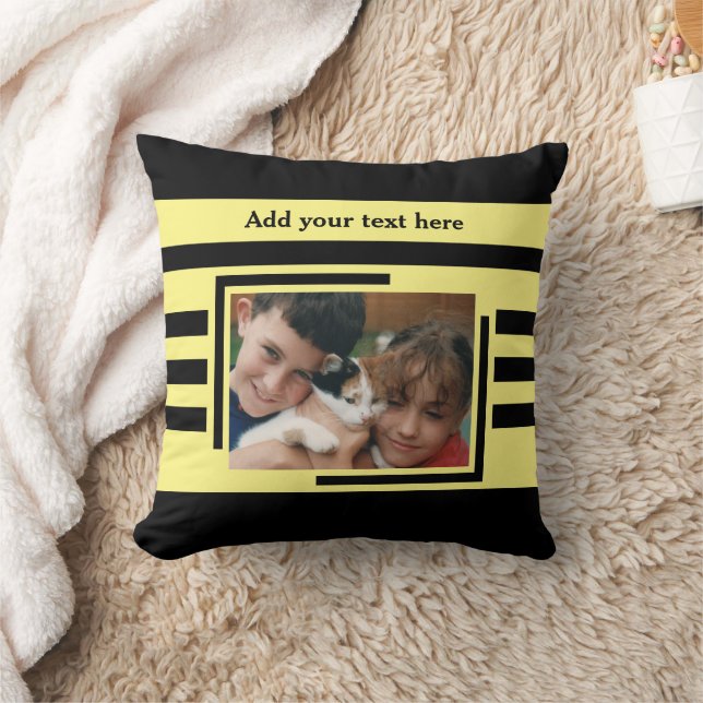 2 photo add text black yellow kissen (Decke)