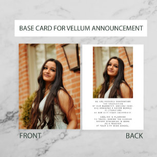 2 Photo blanc CARTE DE BASE pour graduation vellum