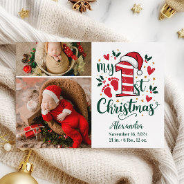 2 Photo Candy Cane Baby 1st Christmas Feiertagskarte