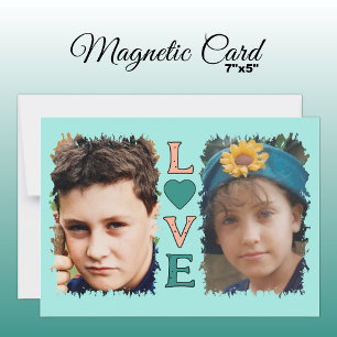 2 photo Love green peach carte magnétique