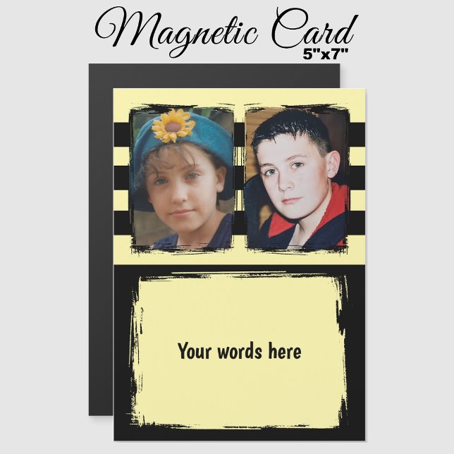 2 photo mots personnalisés carte magnétique jaune (Créateur téléchargé)