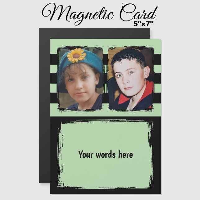 2 photo mots personnalisés carte magnétique verte (Créateur téléchargé)