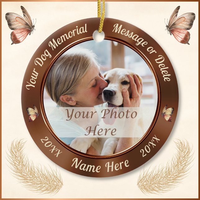 2 Photos, Ornements de Noël pour arbre en mémoire  (Dog Photo Memorial Ornament.  Two Photos and Personalized Dog Memorial Ornament. Loss of Dog Gits.)