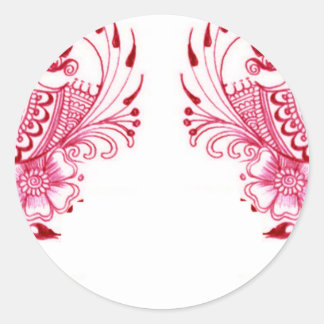 2 Pink Mehndi Henna Pfauenkunst Runder Aufkleber