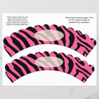 2 Pink Zebra Design Benutzerdefinierte Cupcake-Ver Flyer