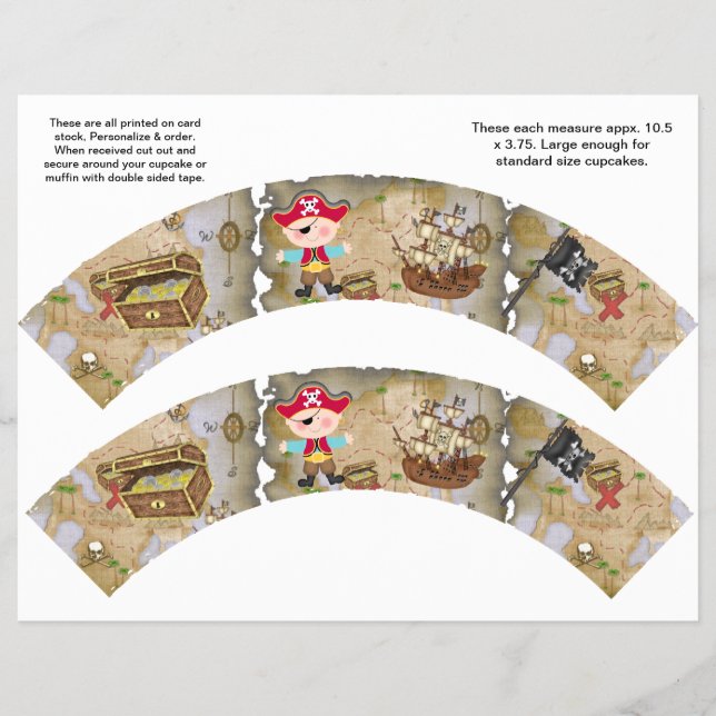 2 Pirate Theme Custom Cupcake Wrappers Flyer (Vorne)