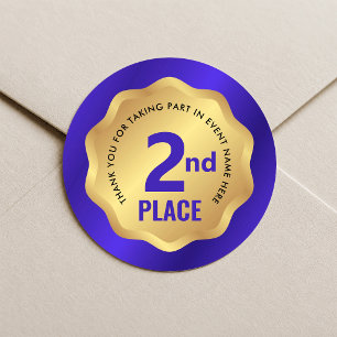 2. Platz Medaillen-Wettbewerbs-Aufkleber Blau & Go Runder Aufkleber