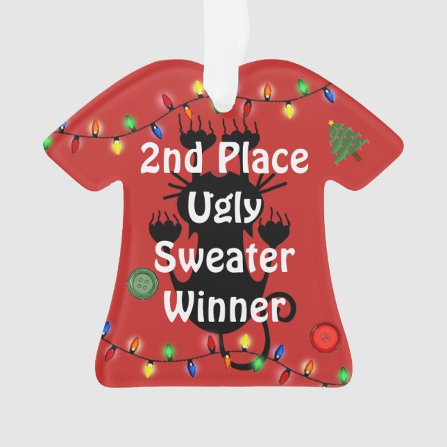 2. Platz Ugly Christmas Sweater Contest Ornament (Vorderseite)
