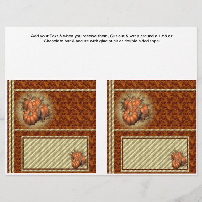 2 Pumpkin Fall Custom Hersheys Candy Bar Wrappers Flyer (Vorne)