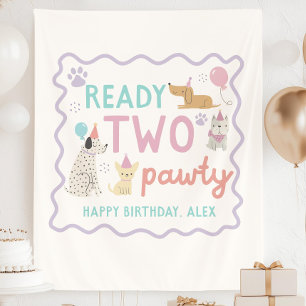 2. Puppy Pawty Geburtstagsbanner Individuelle Kuli Wandteppich