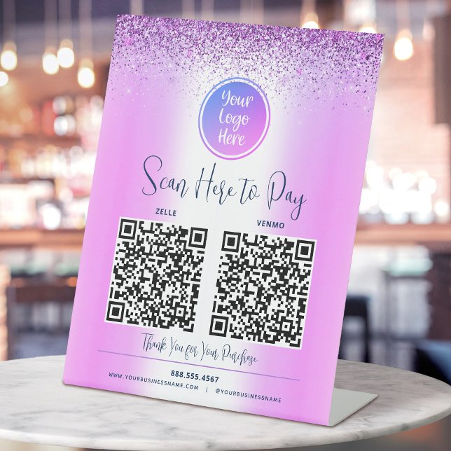 2 QR-Code Lila Glitzer - Scan für benutzerdefinier Sockelschild (Von Creator hochgeladen)