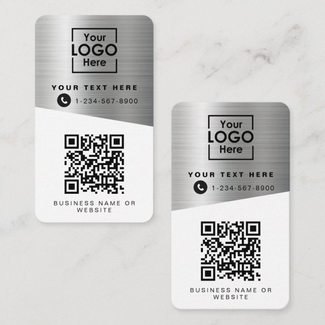 2 QR Codes 2 Unternehmenslogos und 2 Kontaktperson Visitenkarte (Vorne/Hinten)