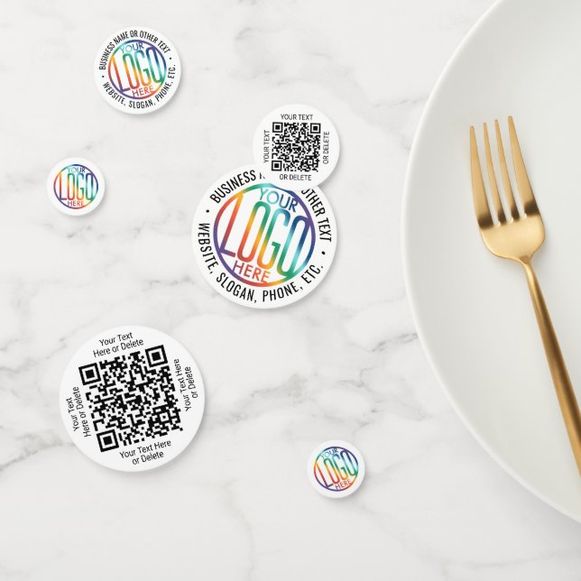 2 QR Codes Generator & Business Logos Weiße Tabell Konfetti (Gruppe)