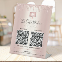 2 QR Codes hier Rose Gold Cake Bäckerei Glitzer