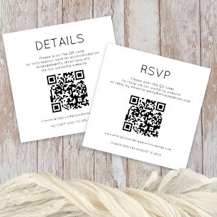 2 QR Codes Schwarz-weiße Hochzeitdetails UAWG Begleitkarte