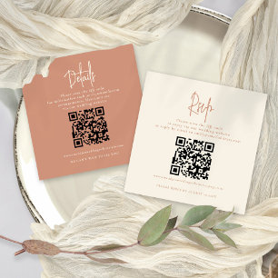 2 QR Codes Terracotta Cream Wedding Details UAWG Begleitkarte