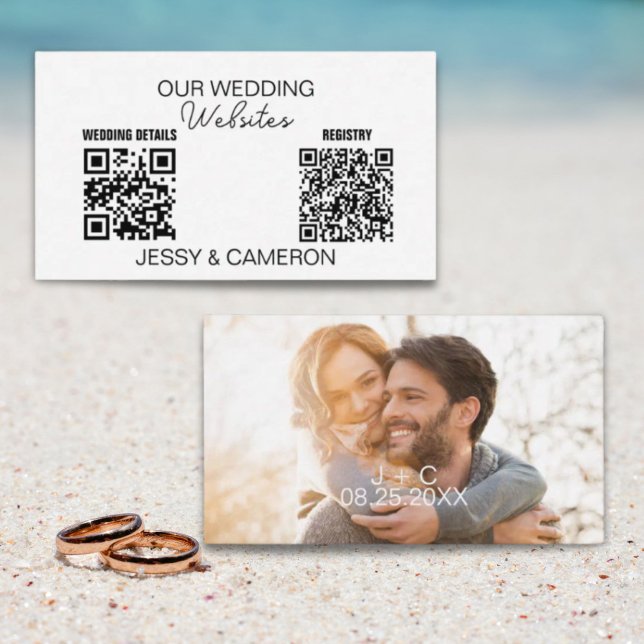 2 QR Codes Wedding Website Wedding Registry Foto Begleitkarte (2 QR Codes Wedding Website Wedding Registry Photo Enclosure Card)