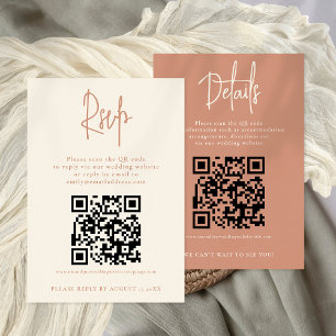 2 QRs Terracotta Cream Wedding Details RSVP Karte