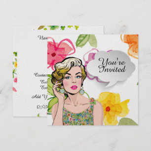 #2 Raffinierte Pop Art Lady Floral Einladung
