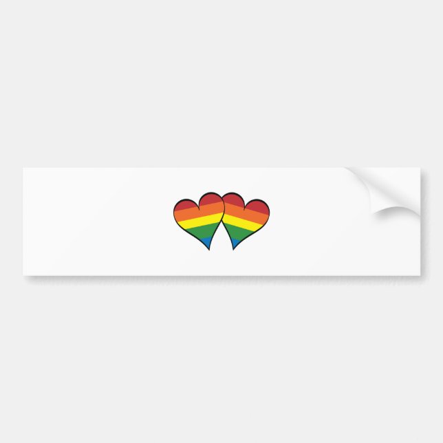 2 Rainbow Hearts Autoaufkleber (Vorne)