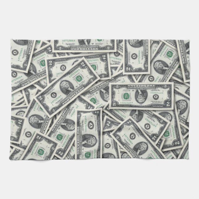 $2 Rechnung Geld Hintergrund Geschirrtuch (Horizontal)