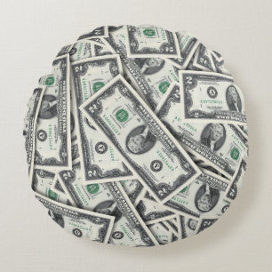 $2 Rechnung Geld Hintergrund Rundes Kissen