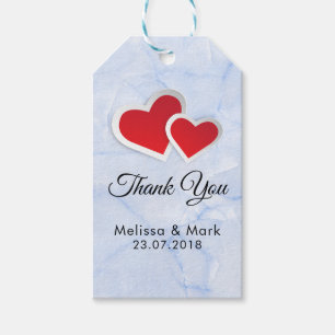 2 Red Paper Hört auf Icy Blue Marmor Hochzeit Geschenkanhänger