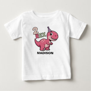 2-Rex Pink Dinosaurier 2. Geburtstags Girl Shirt -