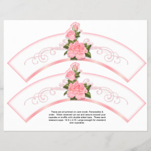 2 Rosa Roses Generic Personalize Cupcake Wrappers Flyer