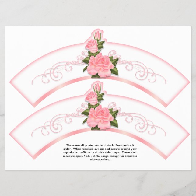 2 Rosa Roses Generic Personalize Cupcake Wrappers Flyer (Vorne)