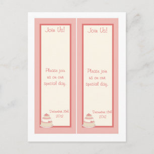 2 Rose/Creme Hochzeitstorte Save the Date Lesezeic Ankündigungspostkarte