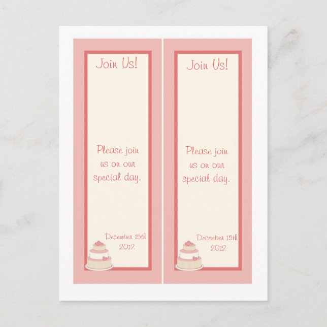 2 Rose/Creme Hochzeitstorte Save the Date Lesezeic Ankündigungspostkarte (Vorderseite)